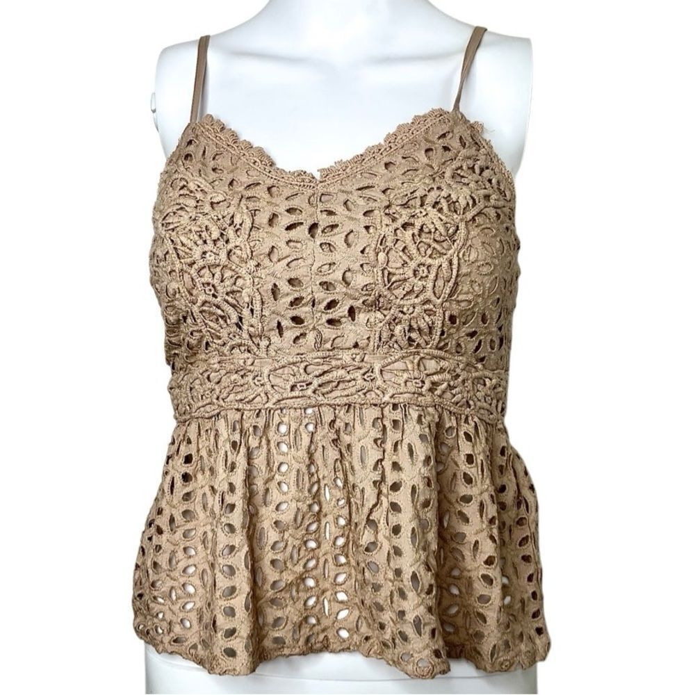 Lace Crochet Tan Top
